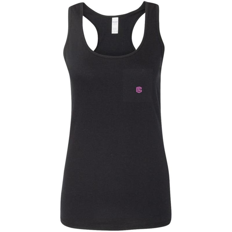 Illustrator Pink Logo G645RL Ladies' Softstyle Racerback Tank