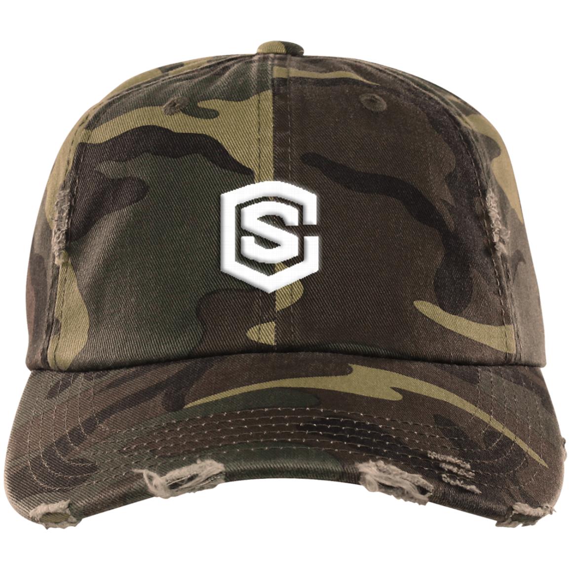 white (2) DT600 Distressed Dad Cap