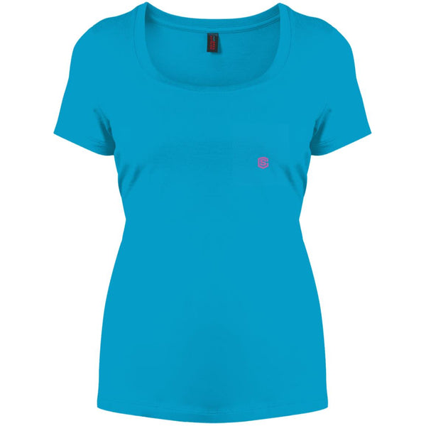 Illustrator Pink Logo DM106L Women's Perfect Scoop Neck Tee