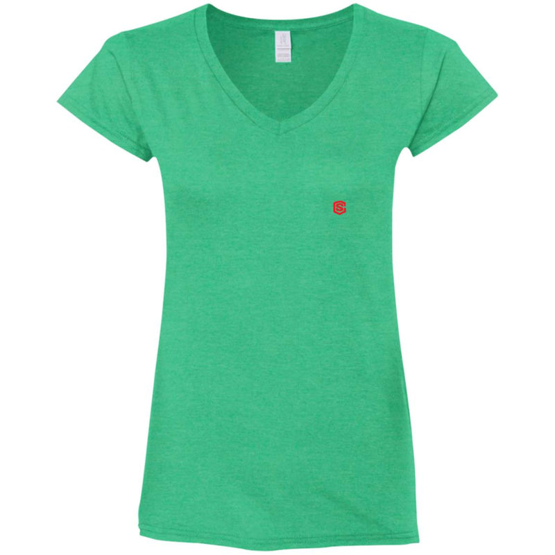 Illustrator Red Logo G64VL Ladies' Fitted Softstyle 4.5 oz V-Neck T-Shirt