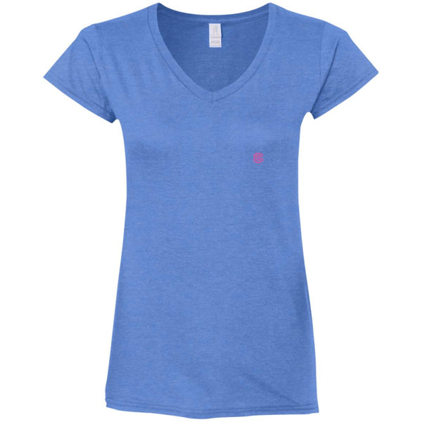 Illustrator Pink Logo G64VL Ladies' Fitted Softstyle 4.5 oz V-Neck T-Shirt