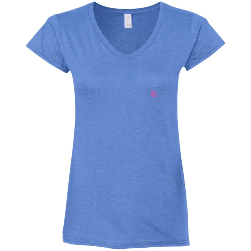 Illustrator Pink Logo G64VL Ladies' Fitted Softstyle 4.5 oz V-Neck T-Shirt