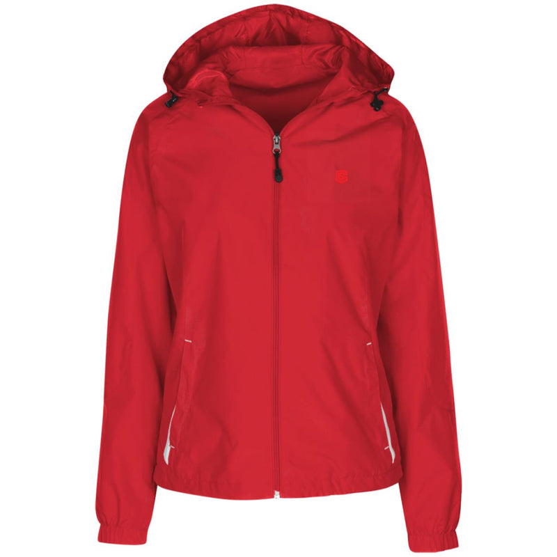 Illustrator Red Logo LST76 Ladies' Jersey-Lined Hooded Windbreaker