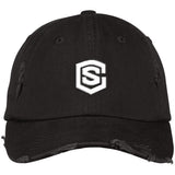 white (2) DT600 Distressed Dad Cap