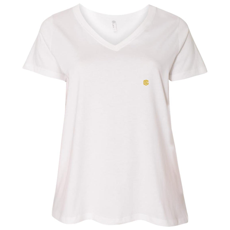 Illustrator Gold Logo 3807  Ladies' Curvy V-Neck T-Shirt