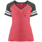 Illustrator Blue Logo DM476 Ladies' Game V-Neck T-Shirt