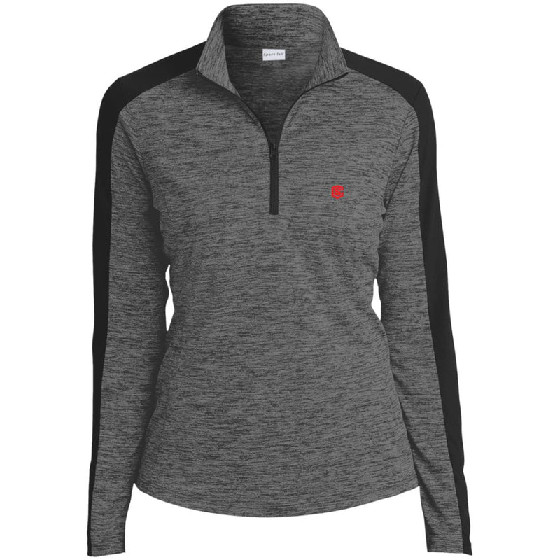 Illustrator Red Logo LST397 Ladies' Electric Heather Colorblock 1/4-Zip Pullover