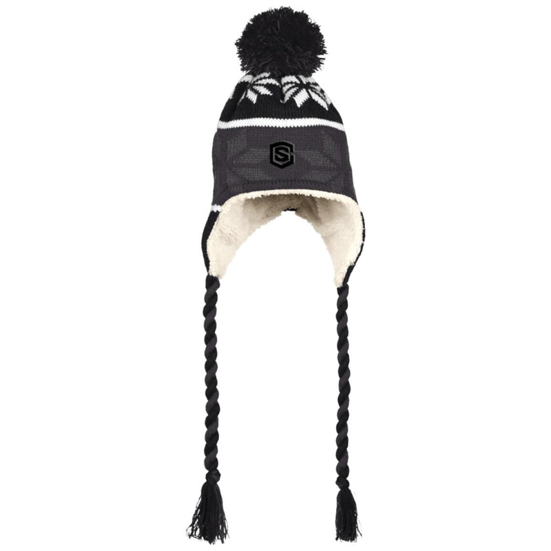 black (2) 223825 Hat with Ear Flaps and Braids