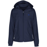 Illustrator Blue Logo LST76 Ladies' Jersey-Lined Hooded Windbreaker