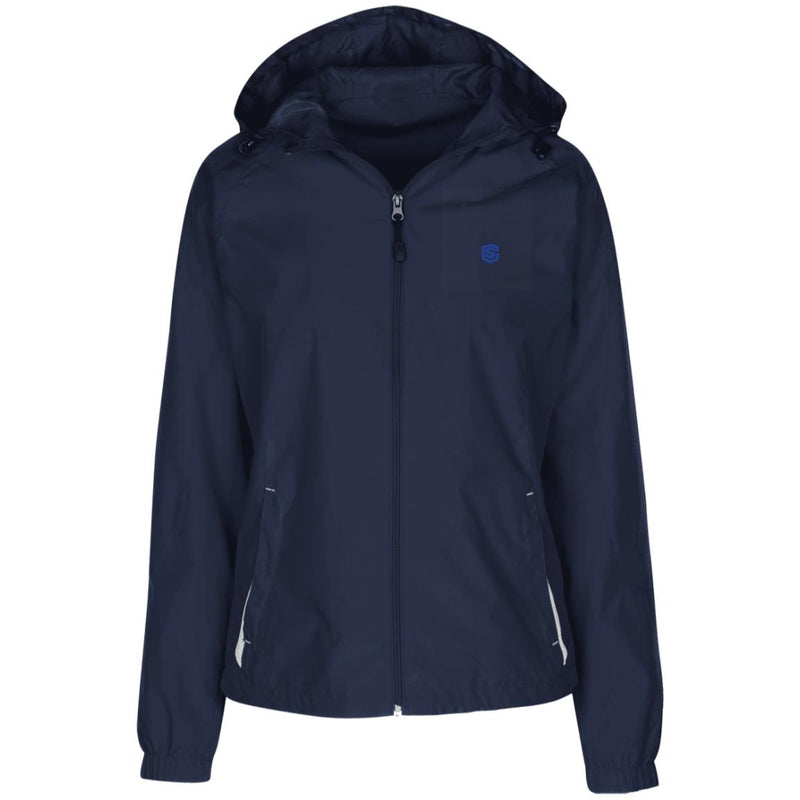 Illustrator Blue Logo LST76 Ladies' Jersey-Lined Hooded Windbreaker