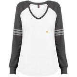 Illustrator Gold Logo DM477 Ladies' Game LS V-Neck T-Shirt