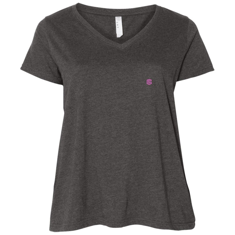 Illustrator Pink Logo 3807  Ladies' Curvy V-Neck T-Shirt