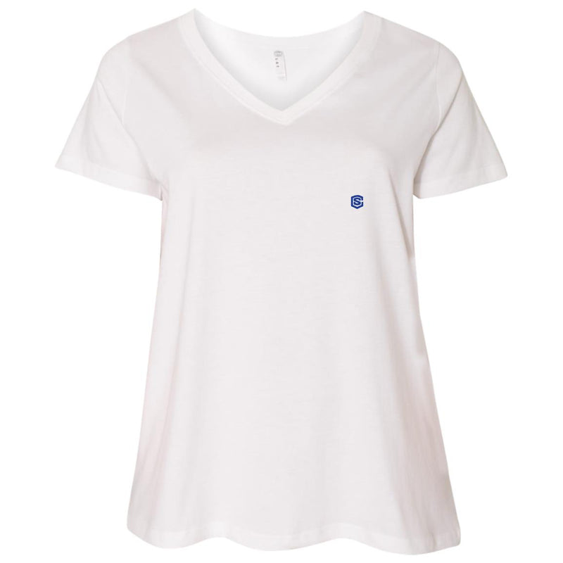 Illustrator Blue Logo 3807  Ladies' Curvy V-Neck T-Shirt