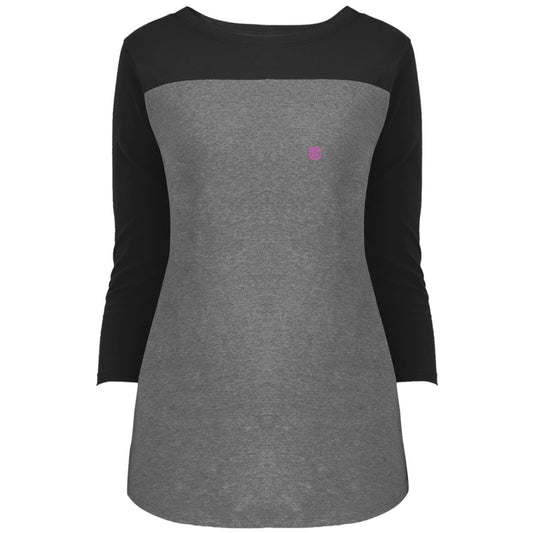 Illustrator Pink Logo DT2700 Juniors' Rally 3/4 Sleeve T-Shirt