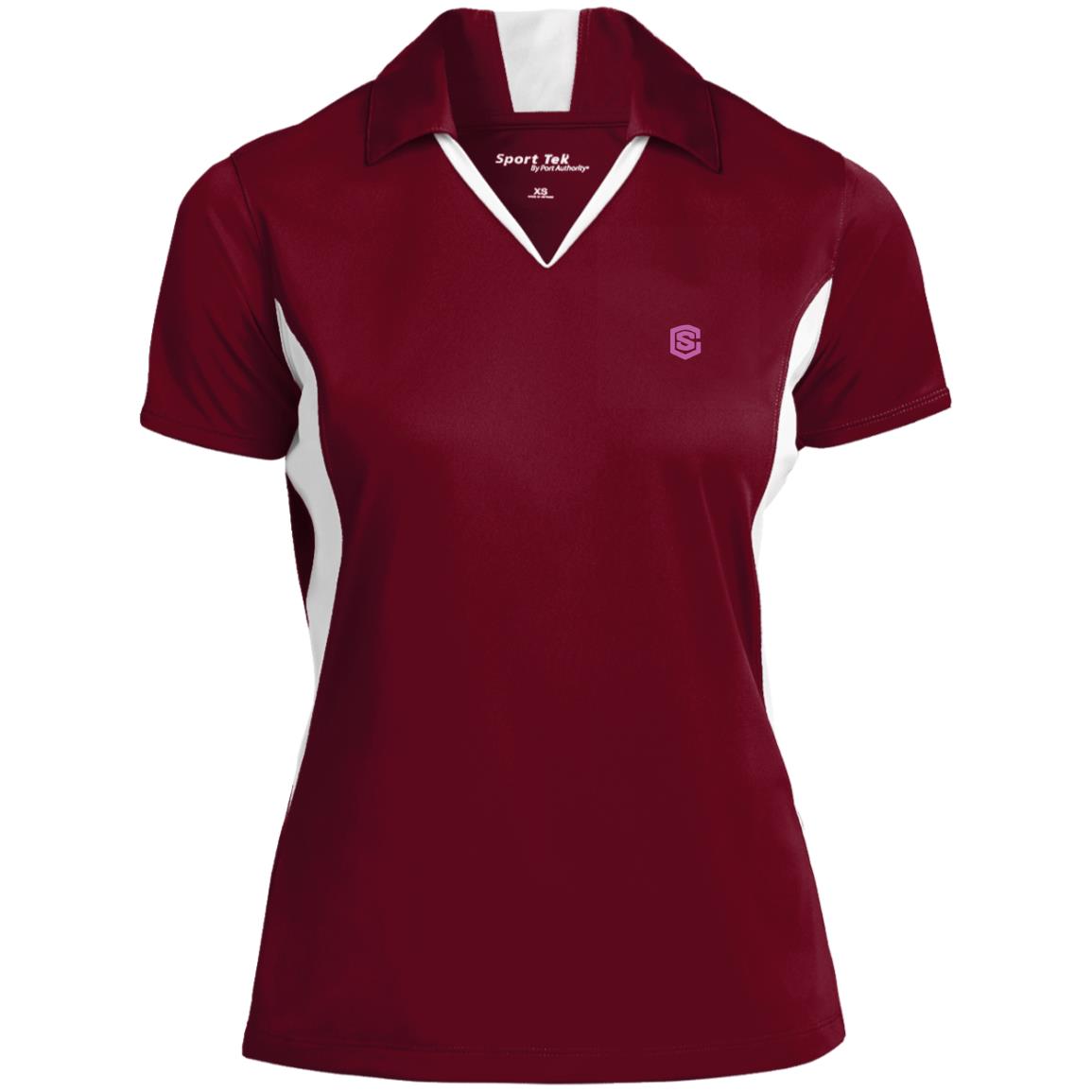 Illustrator Pink Logo LST655 Ladies' Colorblock Performance Polo
