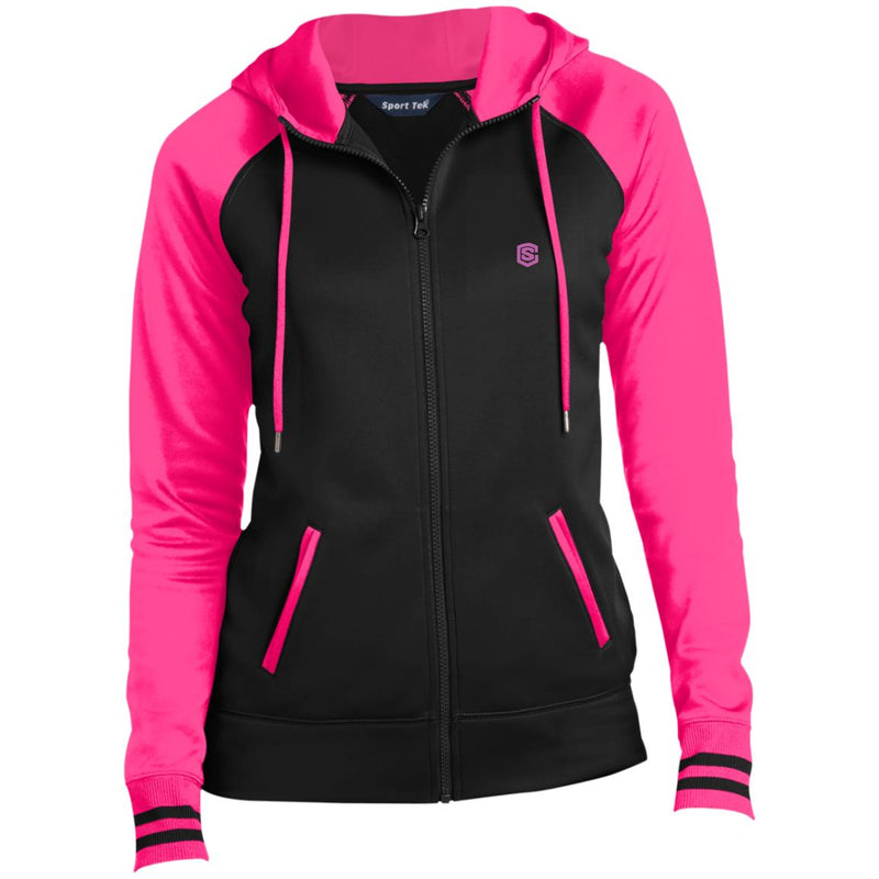 Illustrator Pink Logo LST236 Ladies' Moisture Wick Full-Zip Hooded Jacket