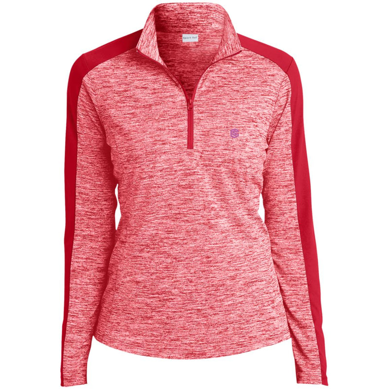 Illustrator Pink Logo LST397 Ladies' Electric Heather Colorblock 1/4-Zip Pullover