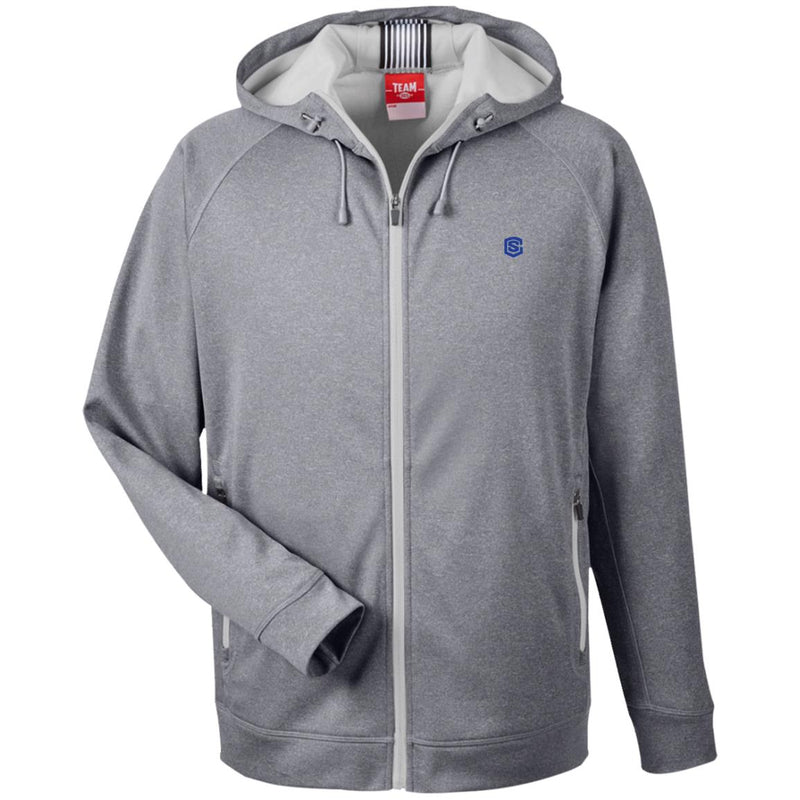 Illustrator Blue Logo TT38 Men's Heathered Performance Hooded Jacket