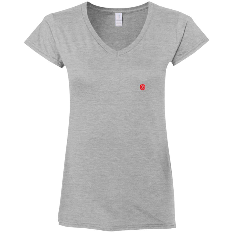 Illustrator Red Logo G64VL Ladies' Fitted Softstyle 4.5 oz V-Neck T-Shirt