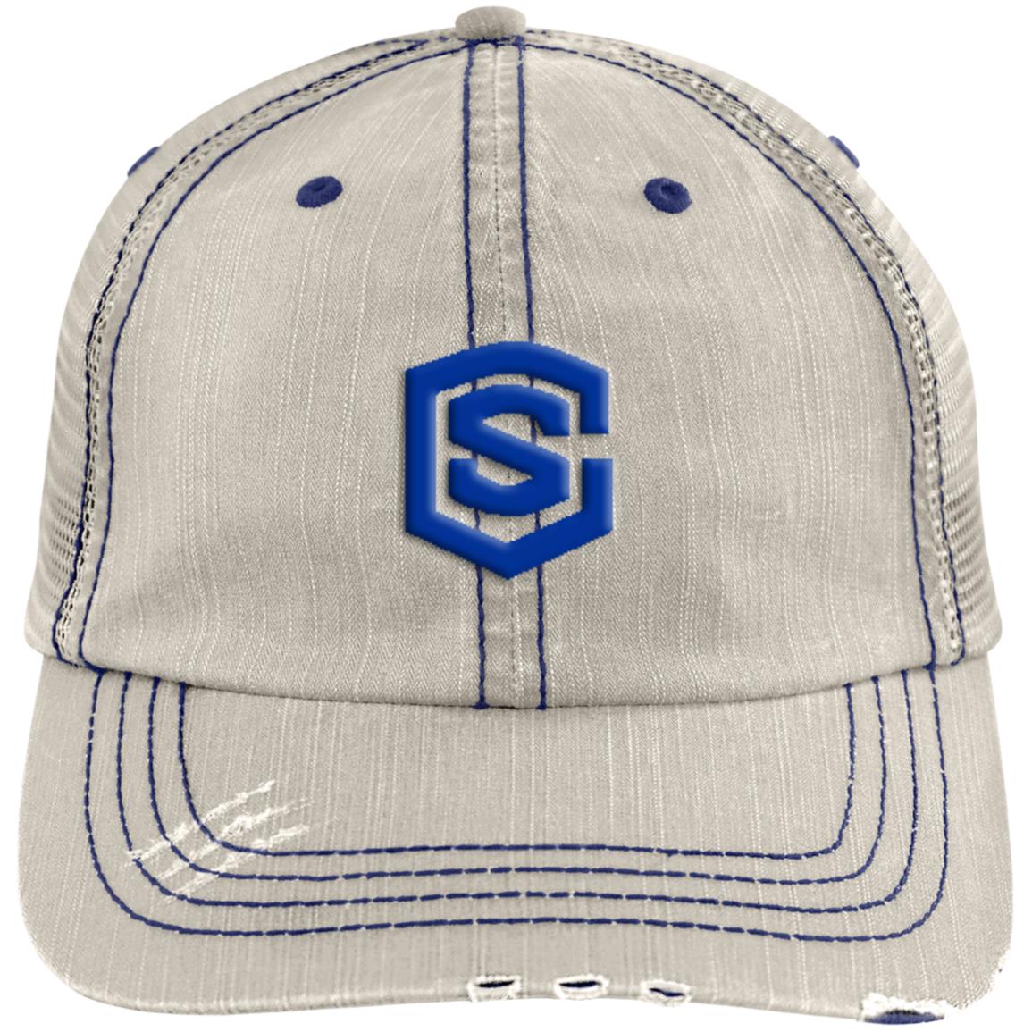 blue (2) 6990 Distressed Unstructured Trucker Cap