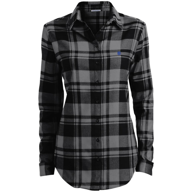 Illustrator Blue Logo LW668 Ladies' Plaid Flannel Tunic