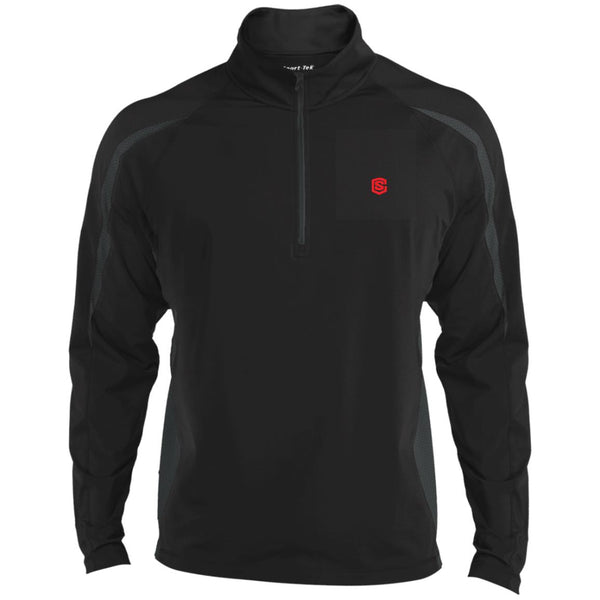 Illustrator Red Logo ST851 Men's Sport Wicking Colorblock 1/2 Zip