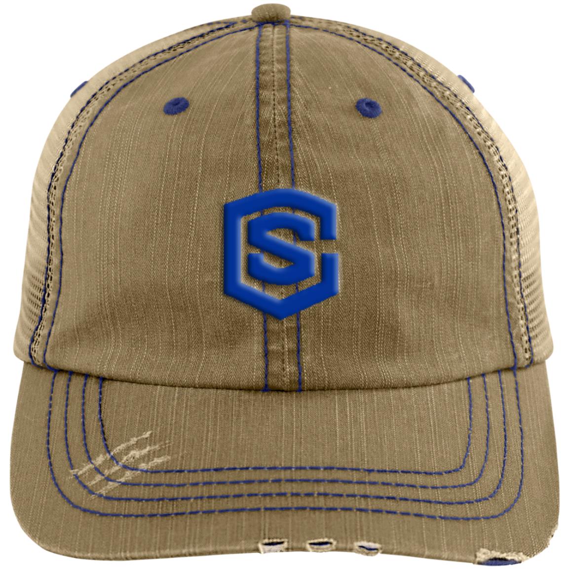 blue (2) 6990 Distressed Unstructured Trucker Cap