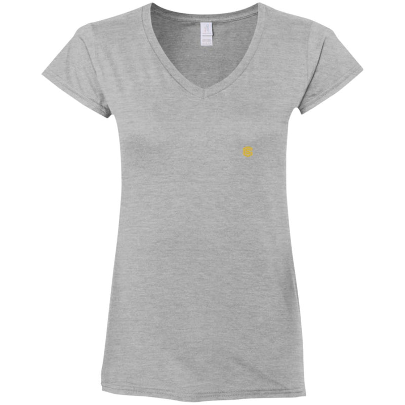 Illustrator Gold Logo G64VL Ladies' Fitted Softstyle 4.5 oz V-Neck T-Shirt