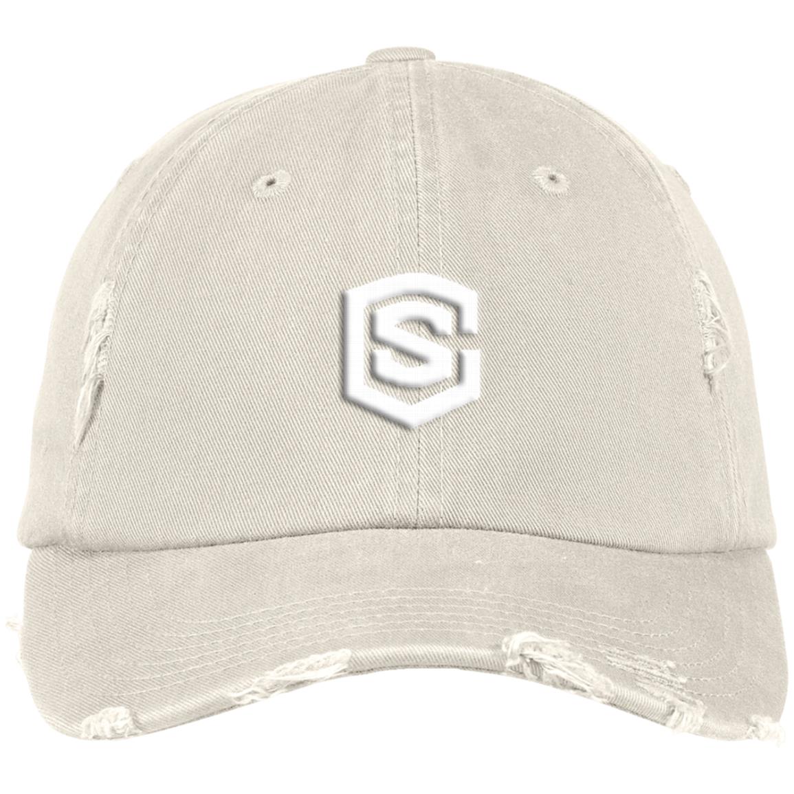 white (2) DT600 Distressed Dad Cap