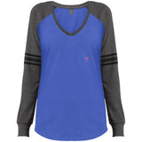 Illustrator Pink Logo DM477 Ladies' Game LS V-Neck T-Shirt