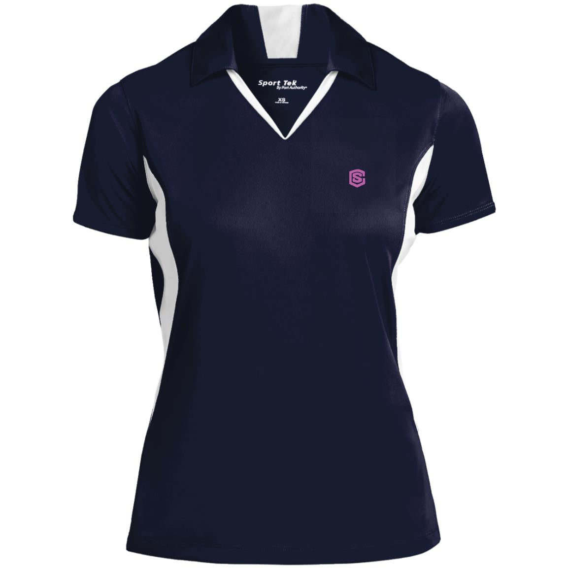 Illustrator Pink Logo LST655 Ladies' Colorblock Performance Polo