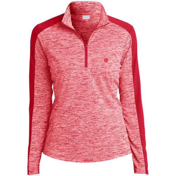 Illustrator Red Logo LST397 Ladies' Electric Heather Colorblock 1/4-Zip Pullover