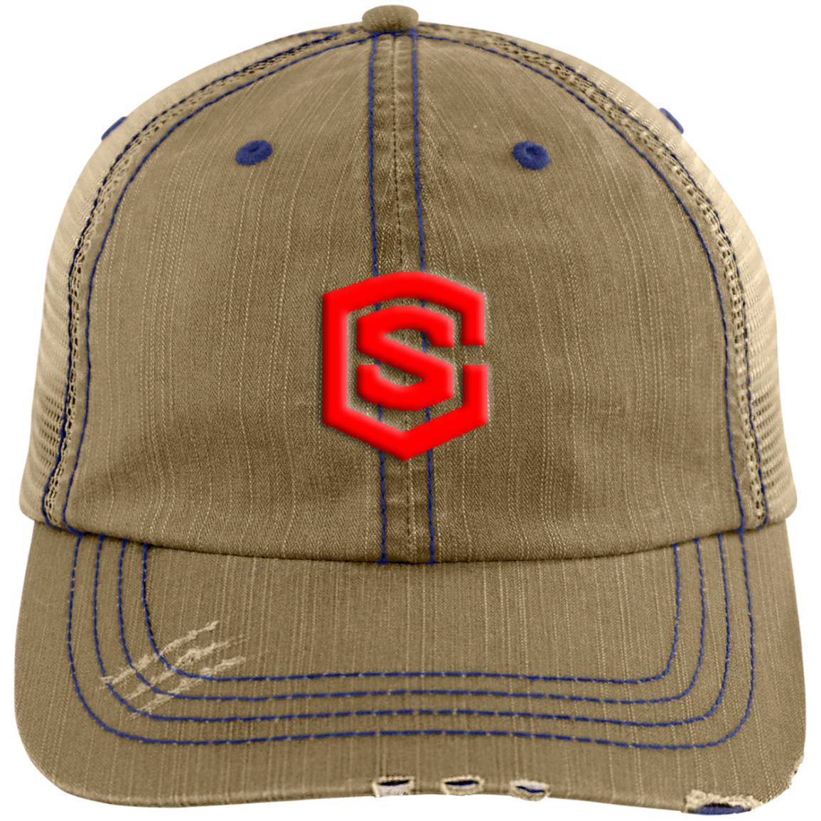 red (2) 6990 Distressed Unstructured Trucker Cap