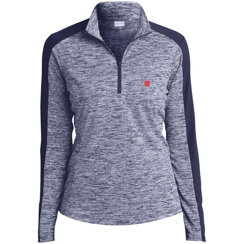 Illustrator Red Logo LST397 Ladies' Electric Heather Colorblock 1/4-Zip Pullover