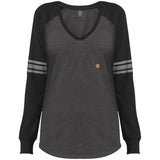 Illustrator Gold Logo DM477 Ladies' Game LS V-Neck T-Shirt