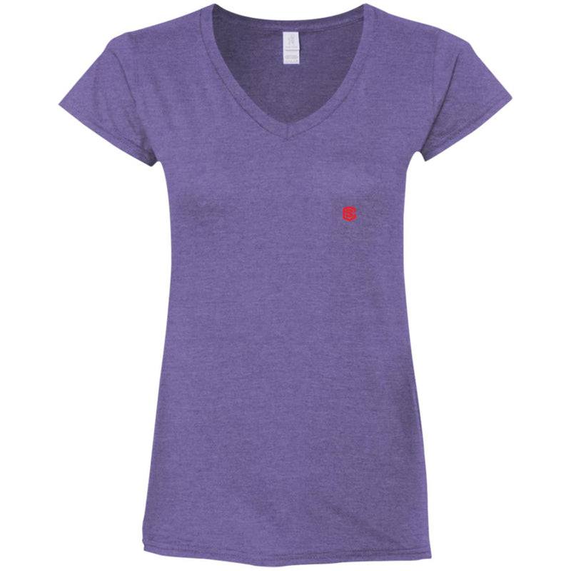 Illustrator Red Logo G64VL Ladies' Fitted Softstyle 4.5 oz V-Neck T-Shirt