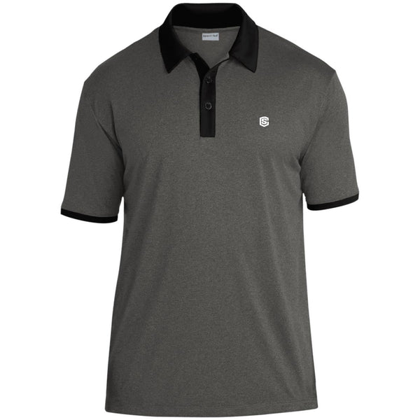 Illustrator White Logo ST667 Heather Contender Contrast Polo