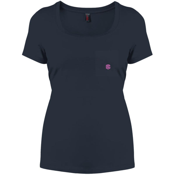 Illustrator Pink Logo DM106L Women's Perfect Scoop Neck Tee