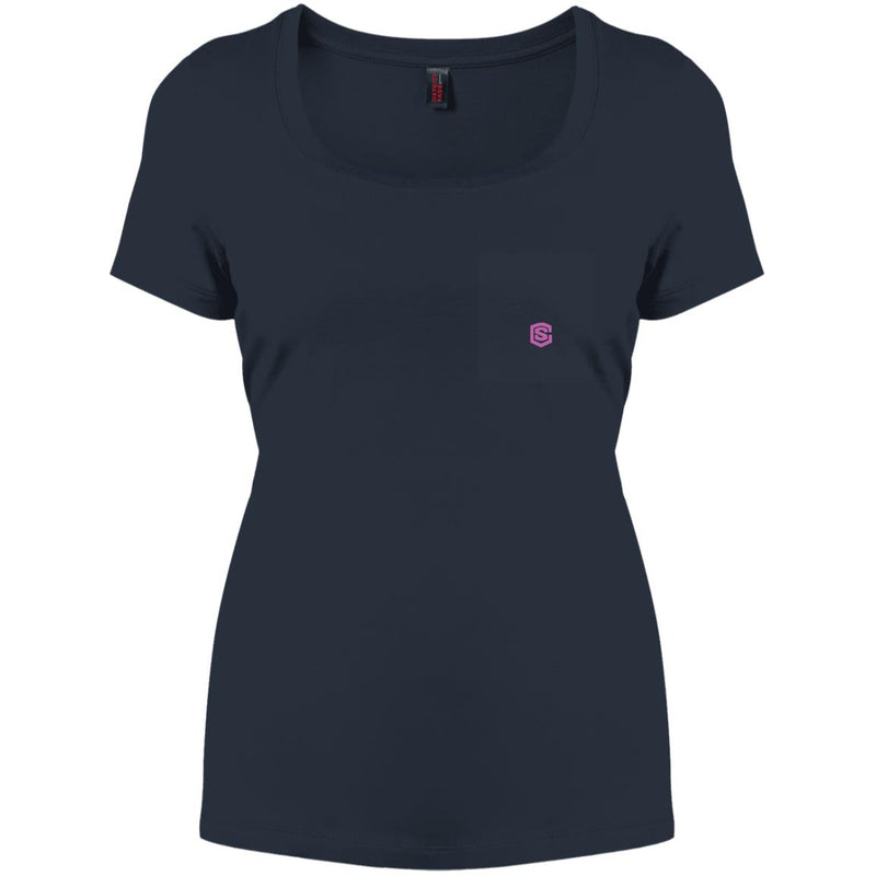 Illustrator Pink Logo DM106L Women's Perfect Scoop Neck Tee