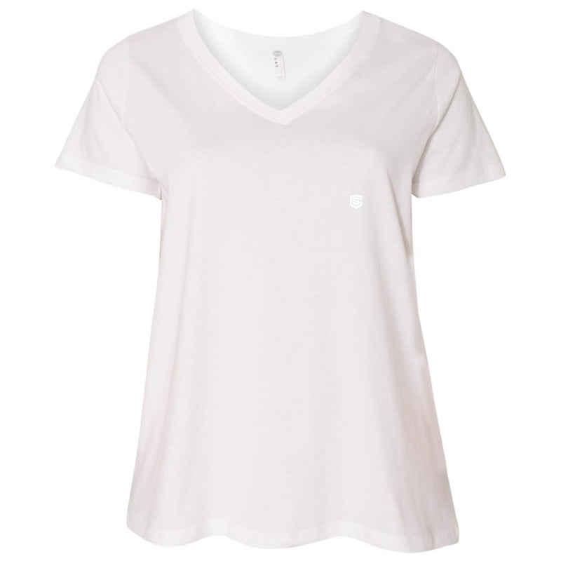 Illustrator White Logo 3807  Ladies' Curvy V-Neck T-Shirt