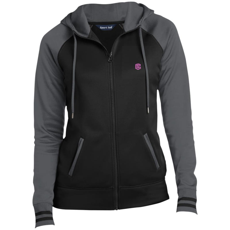 Illustrator Pink Logo LST236 Ladies' Moisture Wick Full-Zip Hooded Jacket