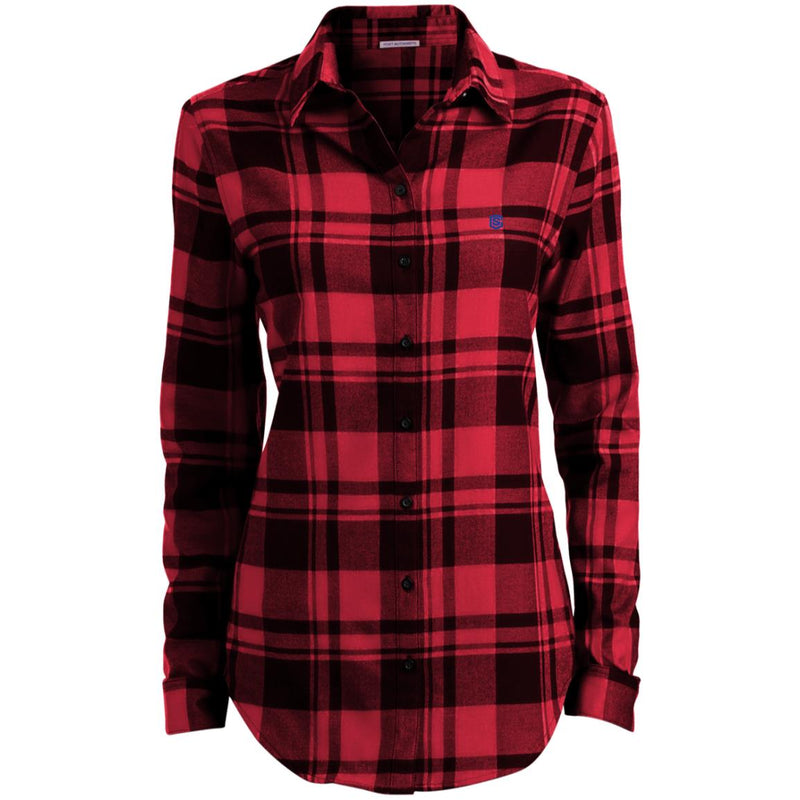 Illustrator Blue Logo LW668 Ladies' Plaid Flannel Tunic