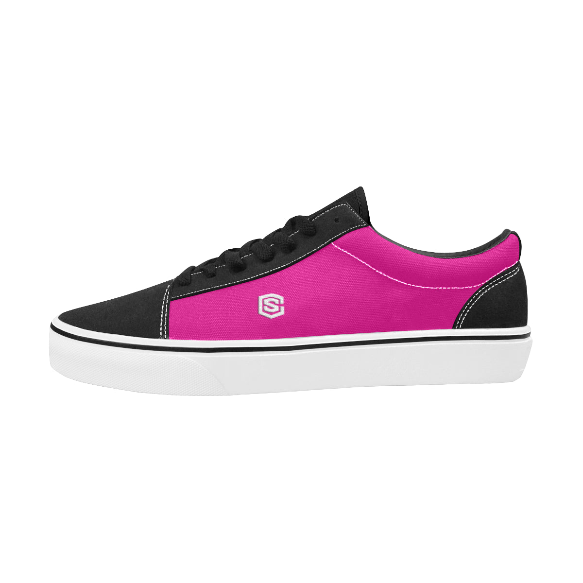 white logo Women's Low Top Skateboarding Shoes (Model E001-2)