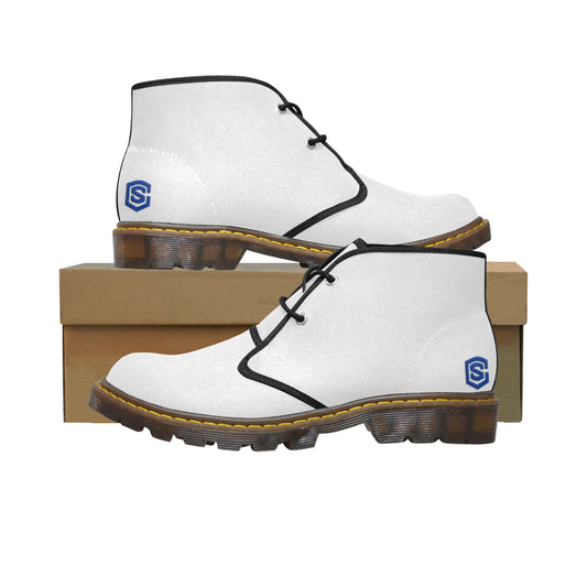 blue logo Women's Canvas Chukka Boots (Model 2402-1)