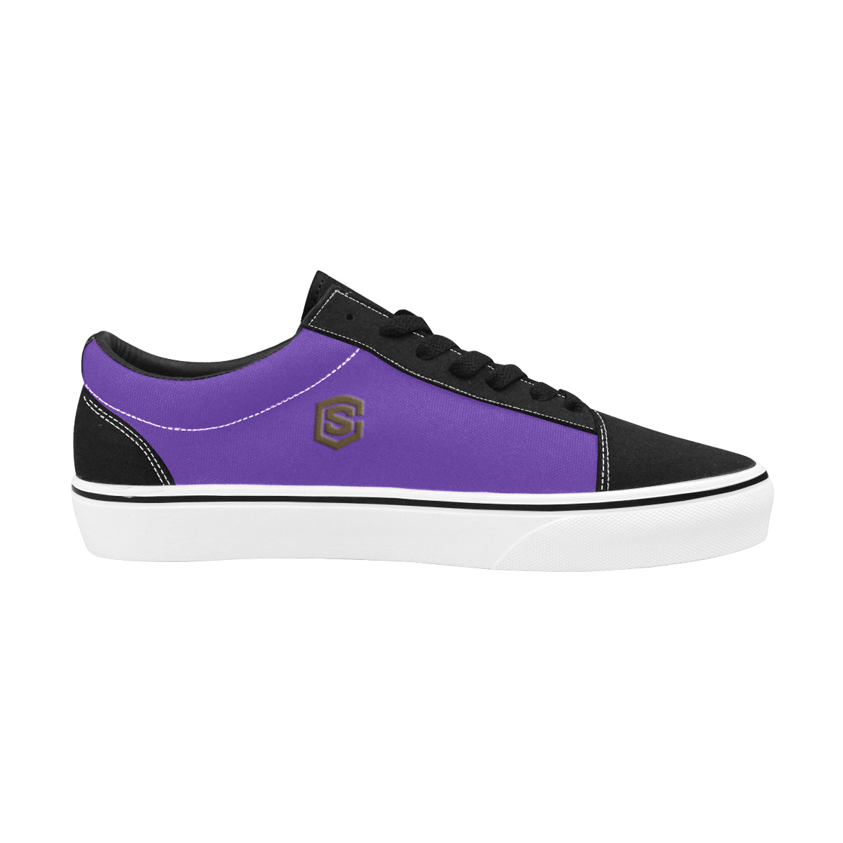 brown logo Women's Low Top Skateboarding Shoes (Model E001-2)