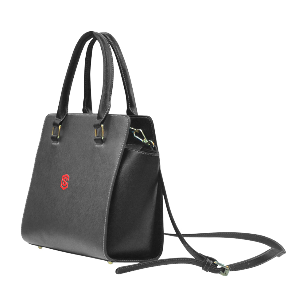 BLACK RIVET SHOULDER HANDBAG red logo Rivet Shoulder Handbag (Model 1645)