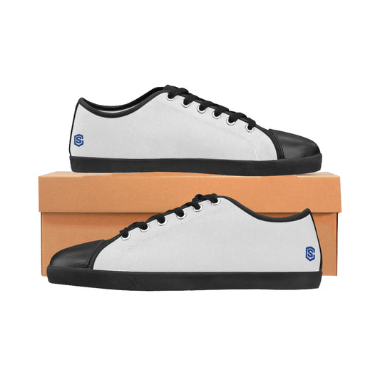 GRAY CANVAS KID SHOESblue logo Canvas Kid's Shoes (Model 016)