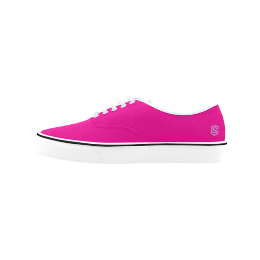 pink logo Classic Women's Canvas Low Top Shoes (Model E001-4)