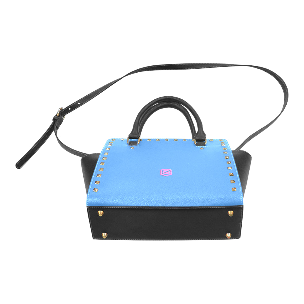 BLUE RIVET SHOULDER HANDBAG pink logo Rivet Shoulder Handbag (Model 1645)