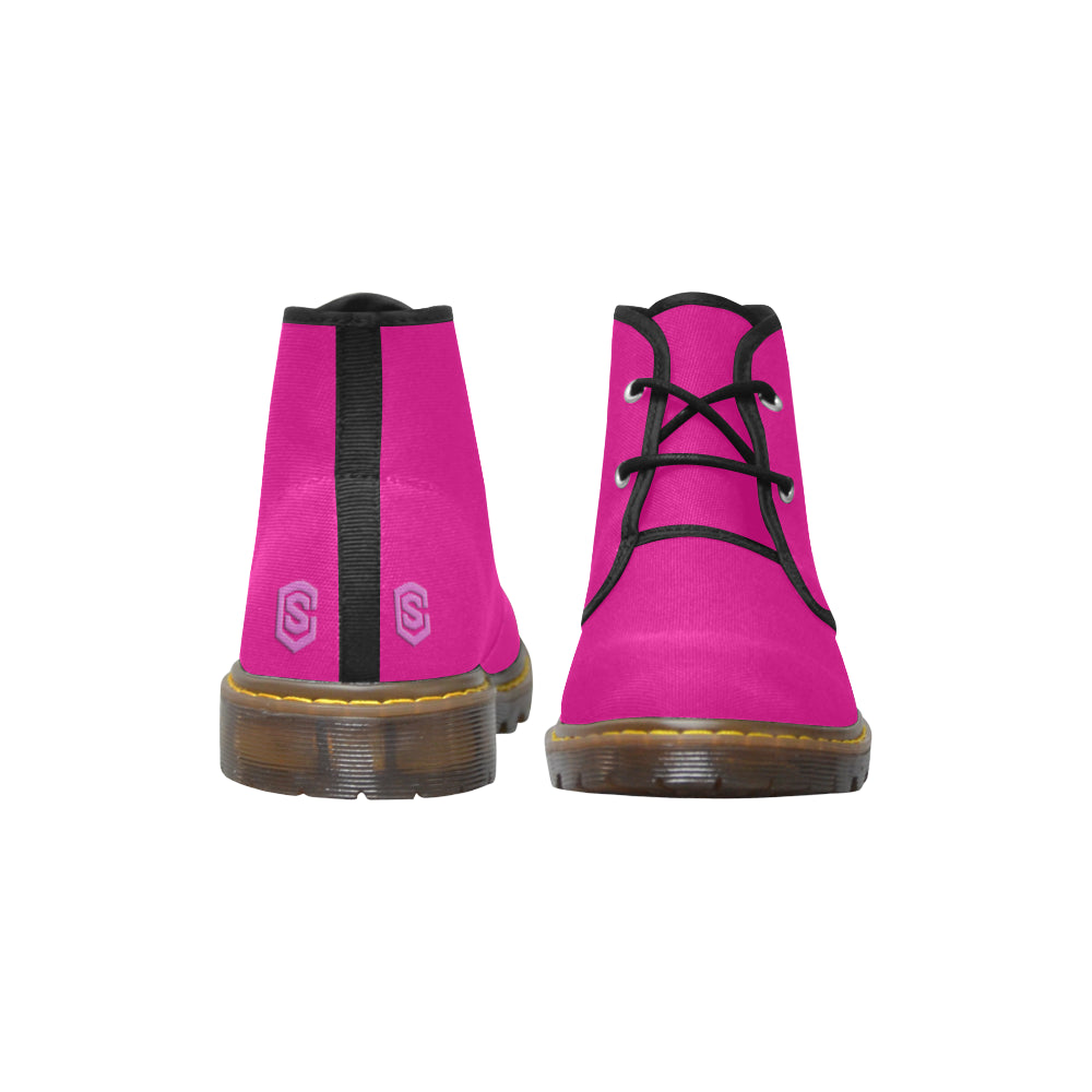 pink logo Women's Canvas Chukka Boots (Model 2402-1)